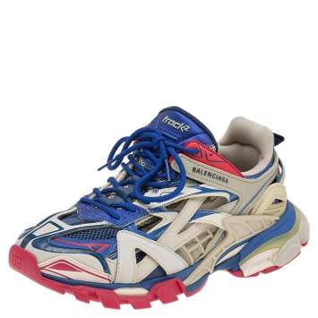 Pre Owned Balenciaga Multicolor Synthetic Leather And Mesh Track 2 Sneakers Size 42