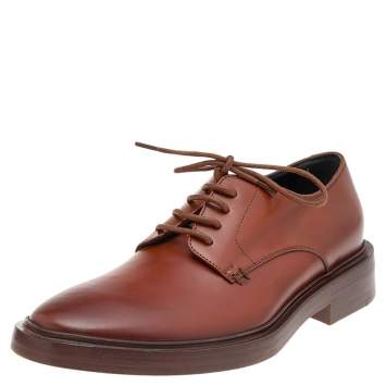 Pre Owned Balenciaga Brown Leather Lace Up Derby Size 40