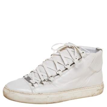 Pre Owned Balenciaga White Leather Arena Sneakers Size 42