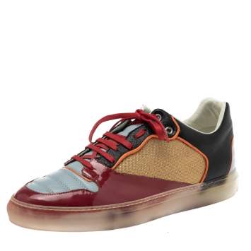 Pre Owned Balenciaga Multicolor Patent And Leather Lace Up Sneakers  Size 43