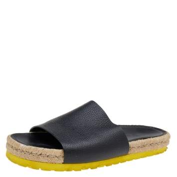Balenciaga Black Leather Espadrille Flats Size 40
