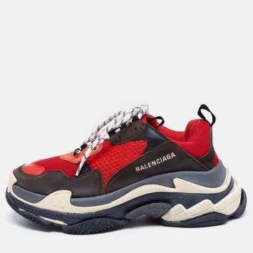 Pre Owned Balenciaga Multicolor Leather And Mesh Triple S Clear Sneakers Size 40