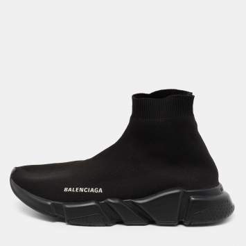 مملوكة مسبقًا Balenciaga Black Knit Fabric Speed Trainer Sneakers Size 43
