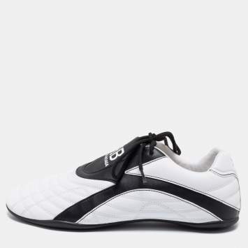Pre Owned Balenciaga White/Black Leather Zen Low Top Sneakers Size 40