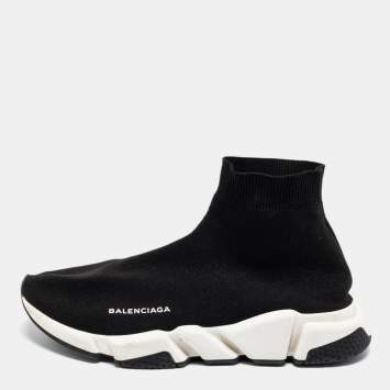 مملوكة مسبقًا  Balenciaga Black Knit Fabric Sock Speed High-Top Sneakers Size 43