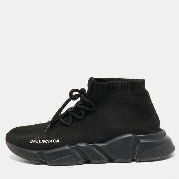 Pre Owned Balenciaga Black Knit Fabric Speed Sneaker Size 40 