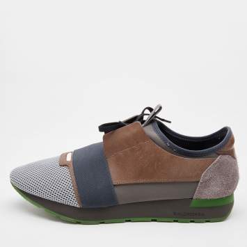 مملوكة مسبقًا Balenciaga Multicolor Leather, Suede and Mesh Race Runner Sneakers Size 45