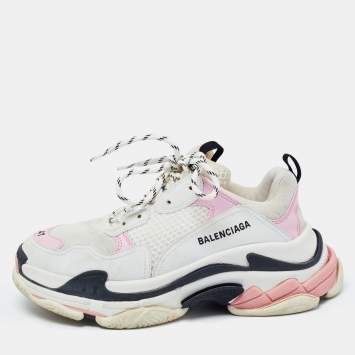 Pre Owned Balenciaga Multicolor Leather and Fabric Triple S Sneakers Size 41