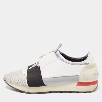 Pre Owned Balenciaga Tricolor Mesh and Leather Race Runner Sneakers Size 43