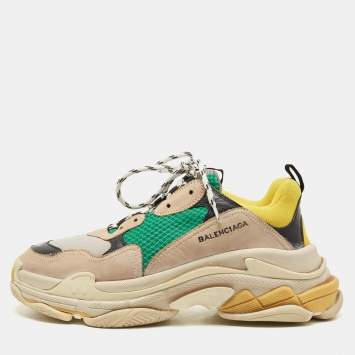 Pre Owned Balenciaga Multicolor Mesh and Leather Triple S Sneakers Size 44