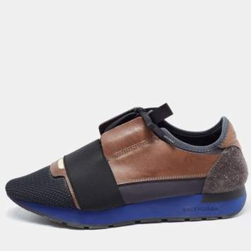 Pre Owned Balenciaga Multicolor Leather and Mesh Race Runner Sneakers Size 40