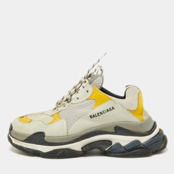 Pre Owned Balenciaga Multicolor Leather and Mesh Triple S Sneakers Size 43