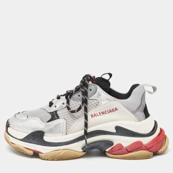 Pre Owned Balenciaga Multicolor Leather and Mesh Triple S Clear Sole Sneakers Size 41
