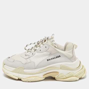 Pre Owned Balenciaga Tricolor Mesh and Leather Triple S Sneakers Size 41