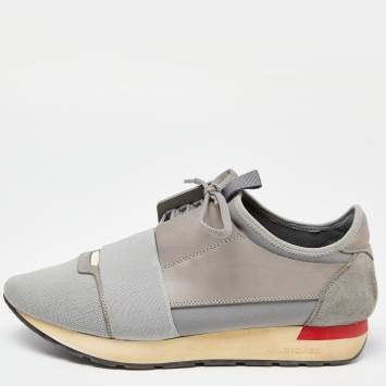 مملوكة مسبقًا Balenciaga Two Tone Mesh and Leather Race Runner Sneakers Size 41