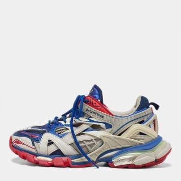 Pre Owned Balenciaga Multicolor Faux Leather and Mesh Track 2 Sneakers Size 41