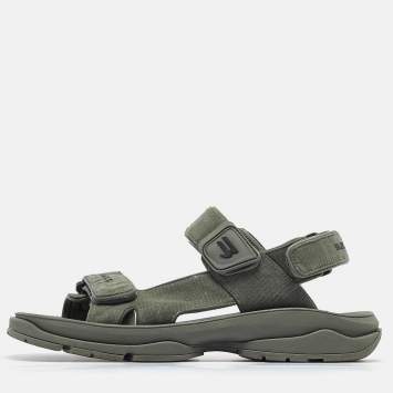 Pre Owned Balenciaga Light Green Fabric Tourist Touch Strap Sandals Size 41