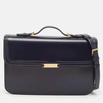 Bally Navy Blue Brushed Leather Deco' Briefcase