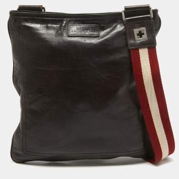 Pre Owned Bally Choco Brown Leather Messenger Bag