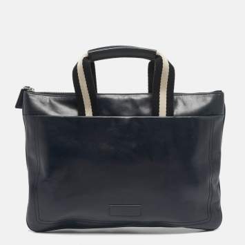 Bally Navy Blue Leather Tigan Business Bag