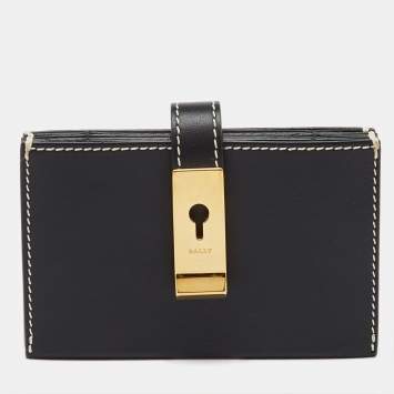Pre Owned Bally Black Leather Gusset Card Case