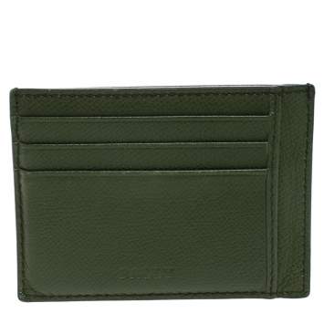 Pre Owned Bally Avocado Green Leather Card Holder 