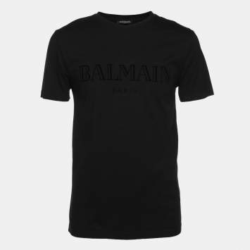 Balmain Black Cotton Logo T-Shirt S