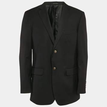 Balmain Black Gabardine Button Detail Single Breasted Blazer XL