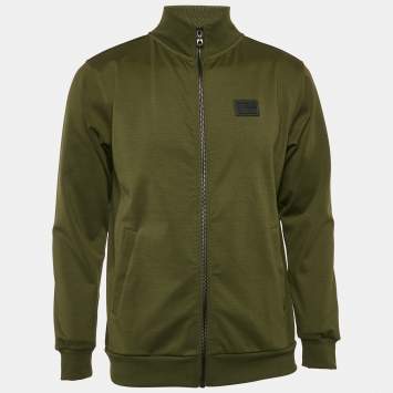 Balmain Green Jersey Zip-Up Sweat Jacket  M
