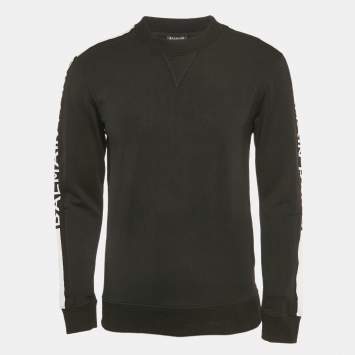 مملوكة مسبقًا Balmain Black Logo Print Cotton Crew Neck Sweatshirt S