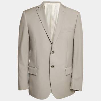 Pre Owned Balmain Grey Wool Single Breasted Blazer XL