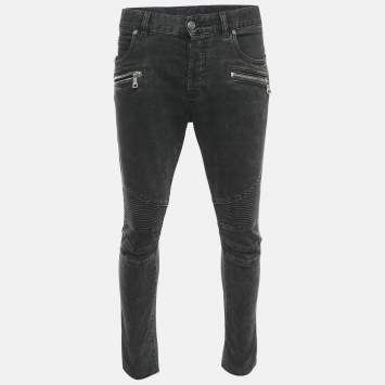 Pre Owned Balmain Grey Denim Slim Fit Jeans L Waist 35"