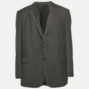 Pre Owned Balmain Grey Wool Regular Fit Blazer 5XL