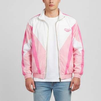 Pre Owned Balmain X Barbie Pink/White Nylon Oversized Track Jacket XXL