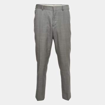 مملوكة مسبقًا Balmain Grey Wool Slim Fit Trouser XL 