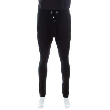 Pre Owned Balmain Black Cashmere Drawstring Jogger Pants L 