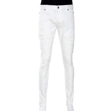 Pre Owned Balmain White Distressed Denim Slim Fit Jeans M
