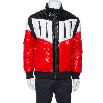 Pre Owned Balmain Tricolor Quilted Puffer Jacket XXL