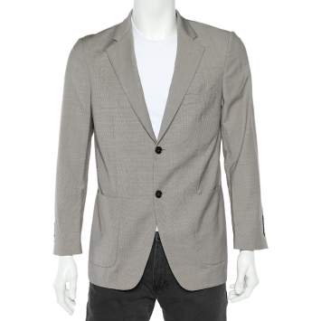 Balmain Beige Checkered Wool Button Front Blazer XS