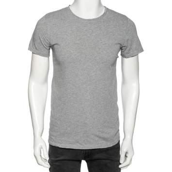 Pre Owned Balmain Grey Cotton Crew Neck Short Sleeve T-Shirt S