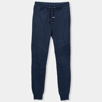 Pre Owned Balmain Navy Blue Cotton Jogger Pants S