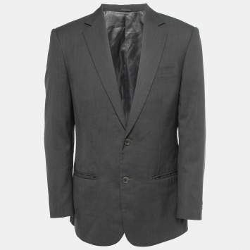 Balmain Grey Crepe Single Breasted Blazer XL