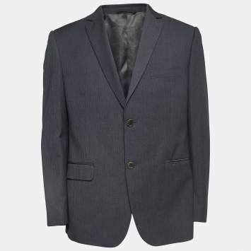 Pre Owned Balmain Grey Wool Single Breasted Slim Fit Blazer XL