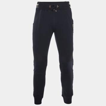 Pre Owned Balmain Black Logo Print Cotton Zip Detail Joggers 2XL
