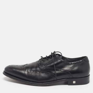 Pre Owned Balmain Size 40 Black Leather Lace Up Oxfords