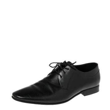 Pre Owned Balmain Black Leather Lace Up Derby Size 43
