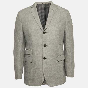 Pre Owned Banana Republic Heritage Grey Button Front Slim Fit Blazer L