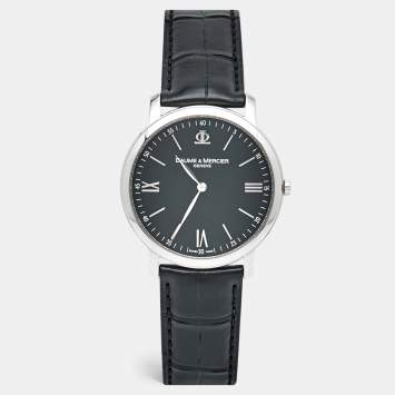 Pre Owned Baume & Mercier Black Stainless Steel Classima MOA08850 Men's Wristwatch 39 mm