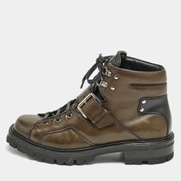 Berluti Brown/Black Leather Brunico 2 Ankle Boots Size 42