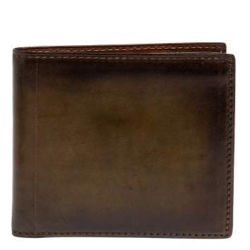 Pre Owned Berluti Brown/Green Leather Makore Bifold Wallet
